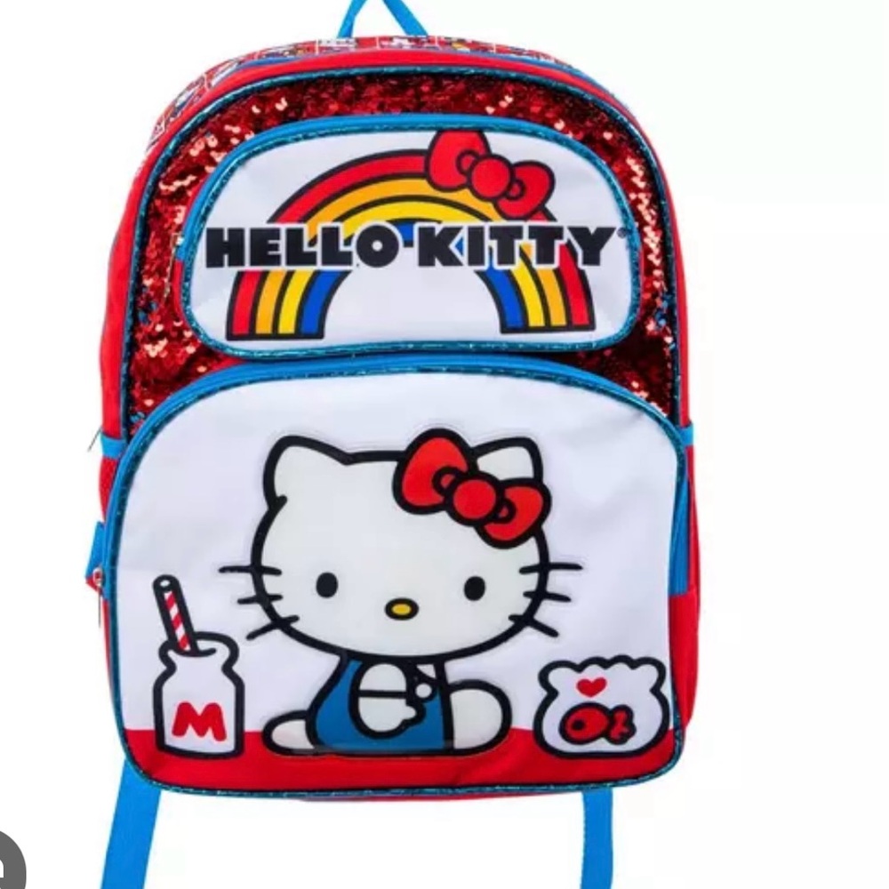 Hello Kitty Red and Blue  Backpack with Rainbow